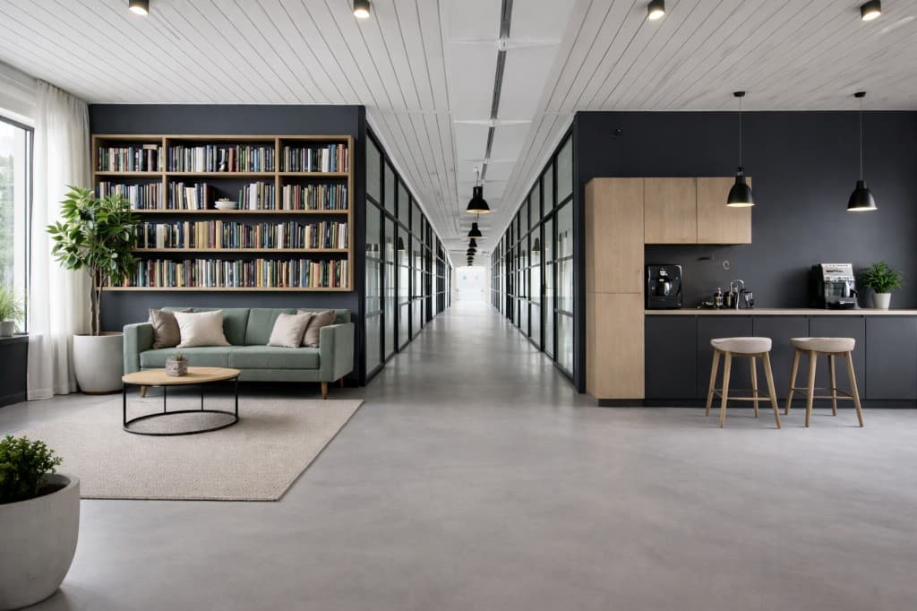 Sky Grove office environment with the managing partners seated in a collaborative workspace